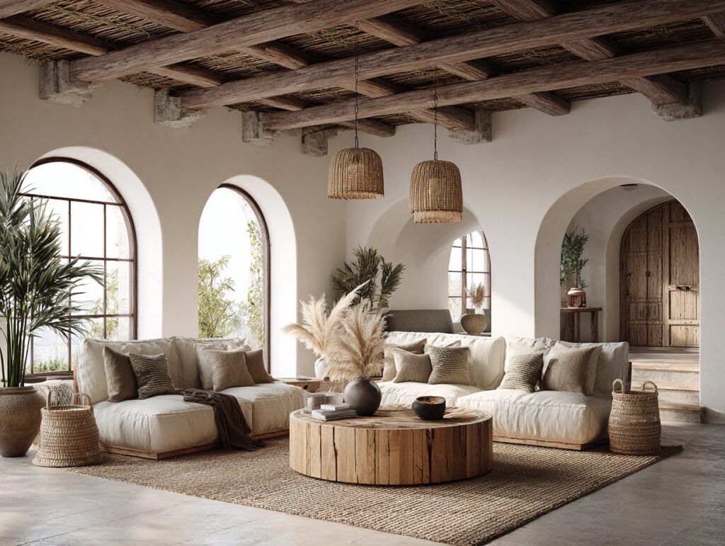 Serene Boho Living Room with Natural Elements