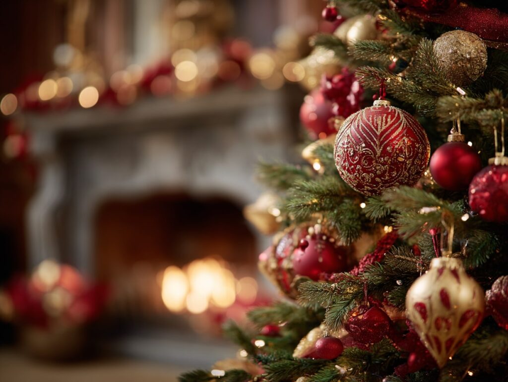 Rich Red and Gold Christmas Tree Elegance