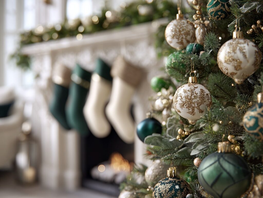 Emerald and Gold Christmas Tree with Classic Warmth