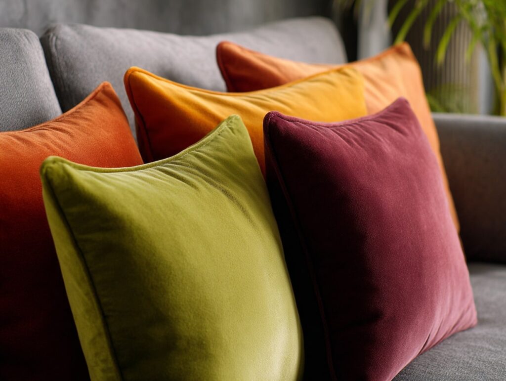 Velvet Throw Pillows in Fall Colors
