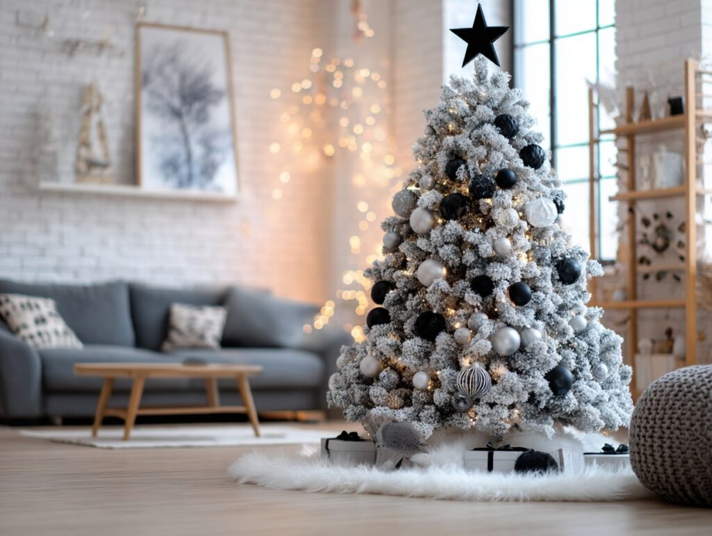 Black and Silver Modern Tree in a Minimal Space