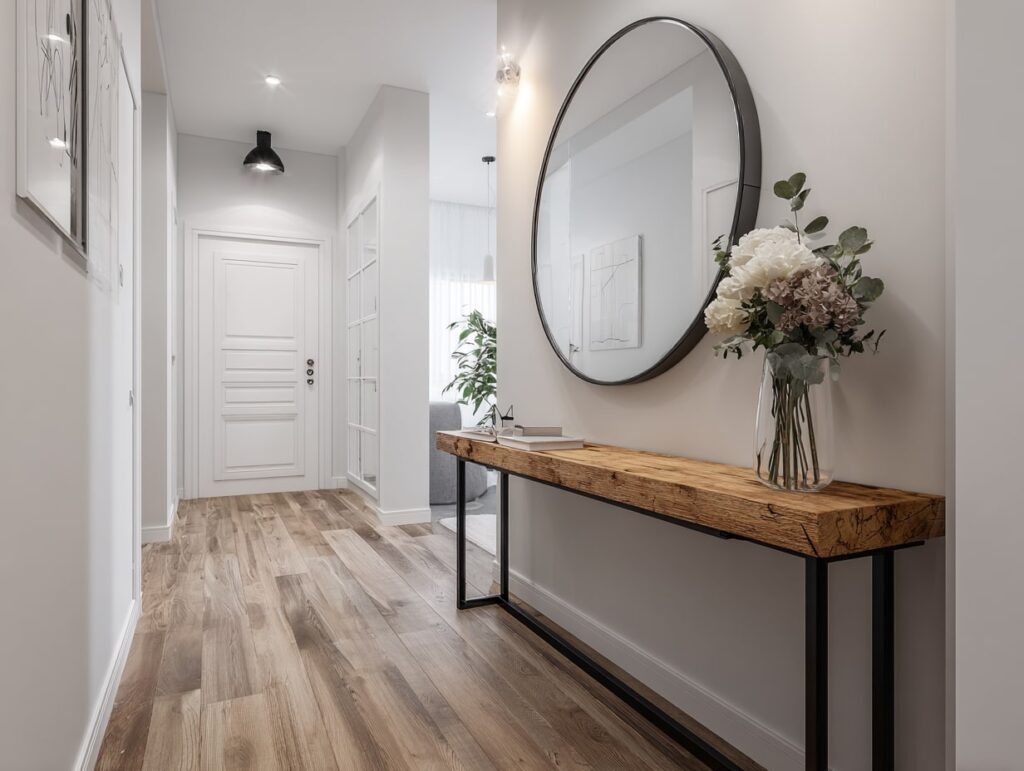 Brighten Your Hallway with a Modern Console and Mirror