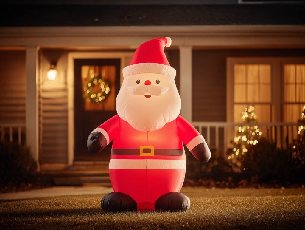 Cheerful Inflatable Santa for Lawn Display