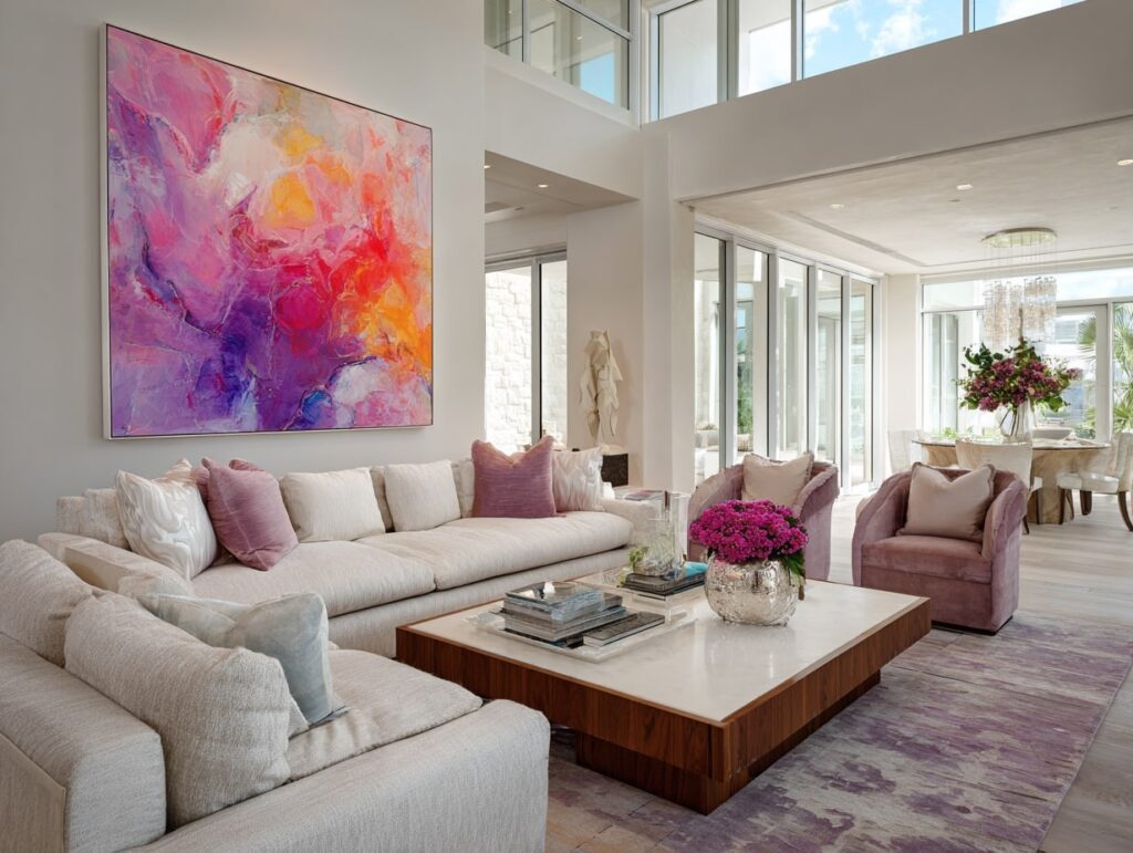 7. Modern Glam with a Pop of Color
