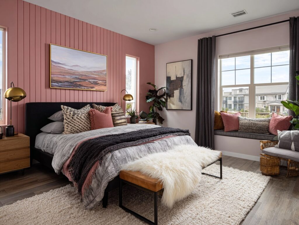 Cozy Pink Bedroom with Modern Touches