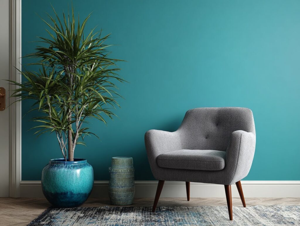 Minimalist Boho Corner with Teal Accents