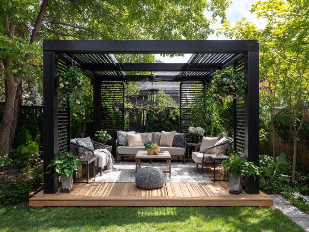 Chic Pergola Lounge for Outdoor Living

