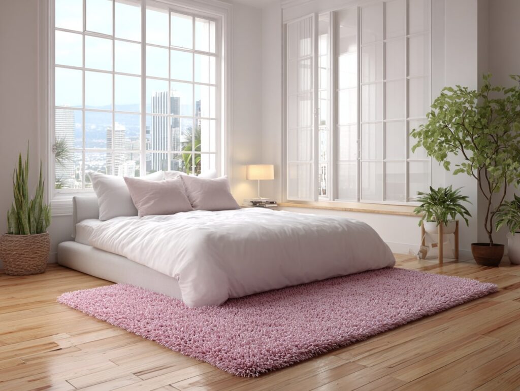 Minimalist Bedroom with a Pop of Pink