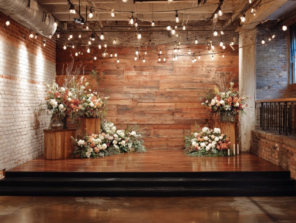 12. Urban Rustic Loft Wedding Stage