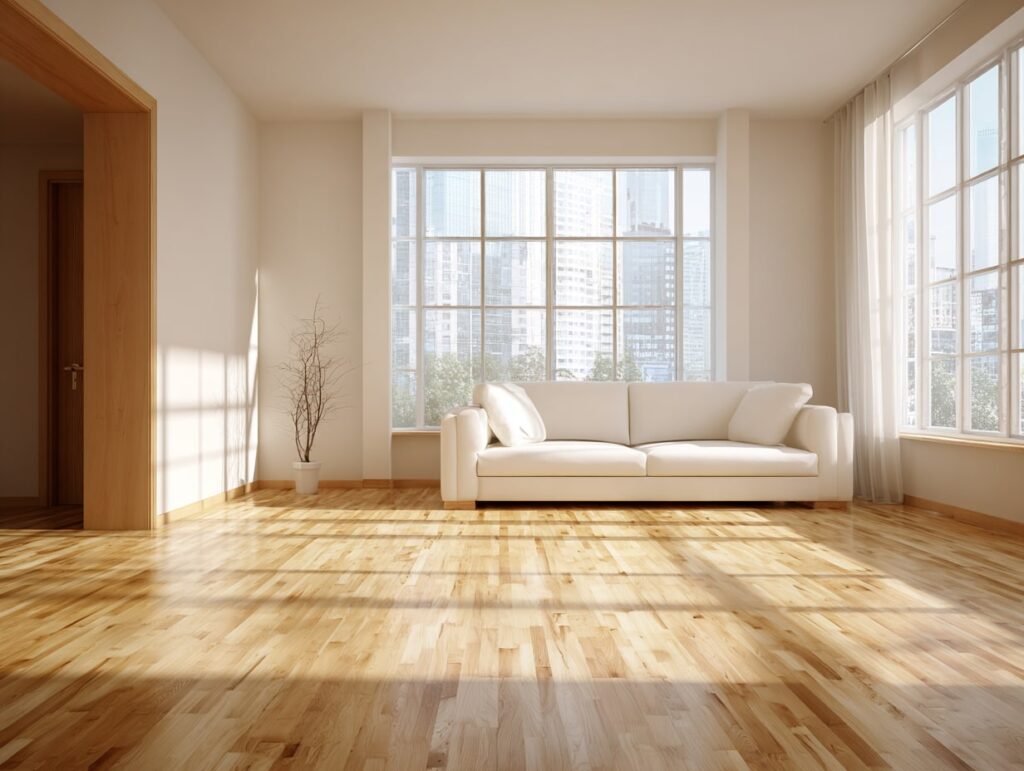 6. Minimal Beige Space with City Views