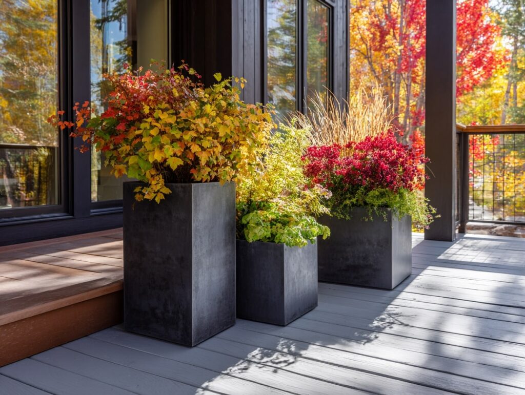 Modern Planters with Fall Foliage