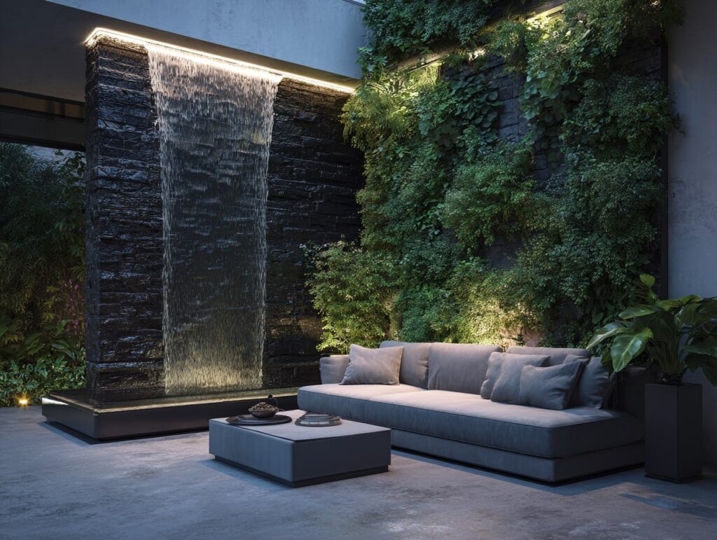 Modern Balcony with Waterfall Feature
