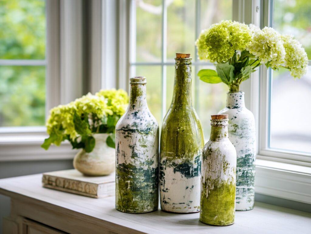 Painted Glass Bottle Vases

