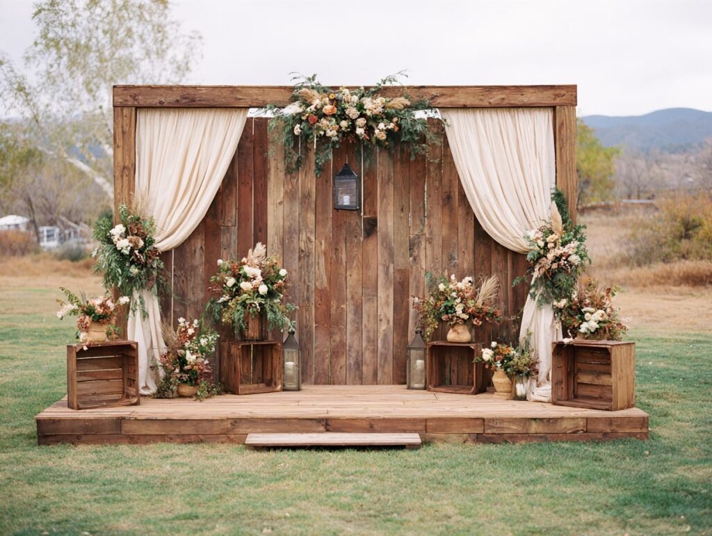 3. Rustic Charm Wedding Stage
