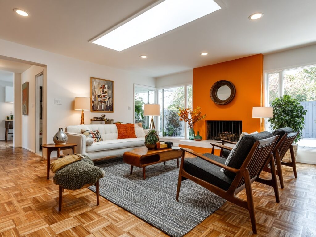 16. Retro Revival with a Bold Accent Wall