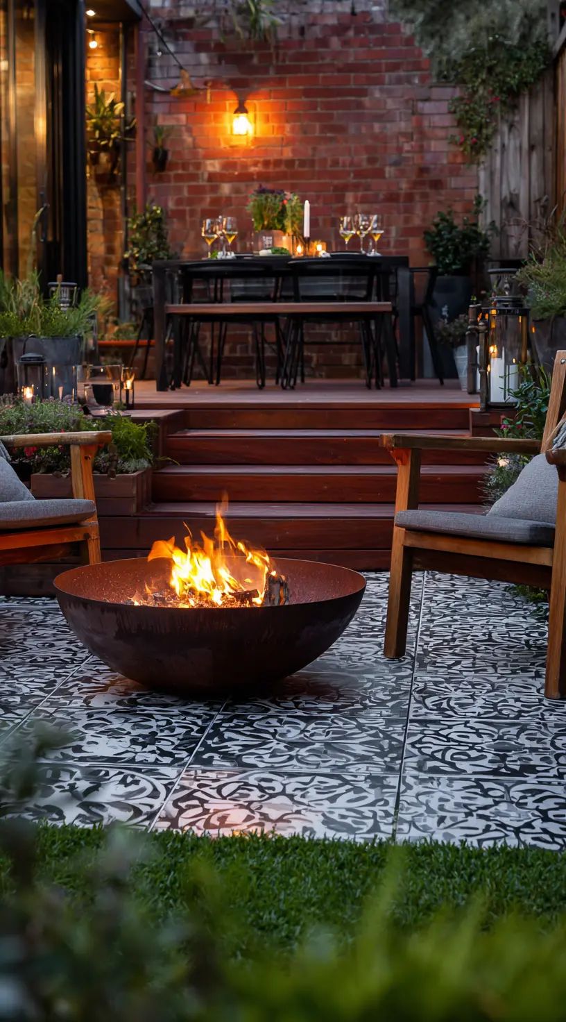 Cozy Firepit Modern Pergola Retreat