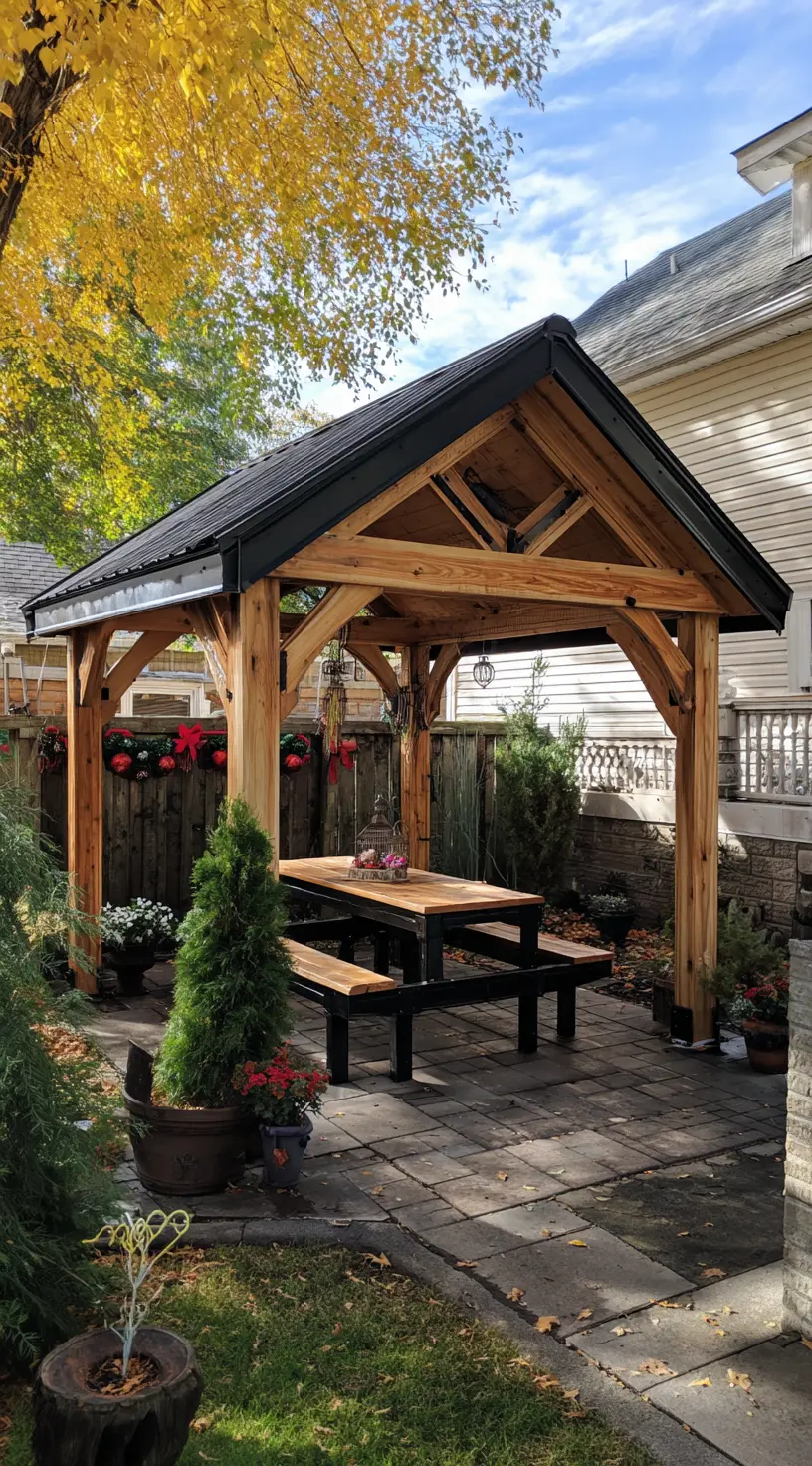 Farmhouse-Inspired Wooden Gazebo