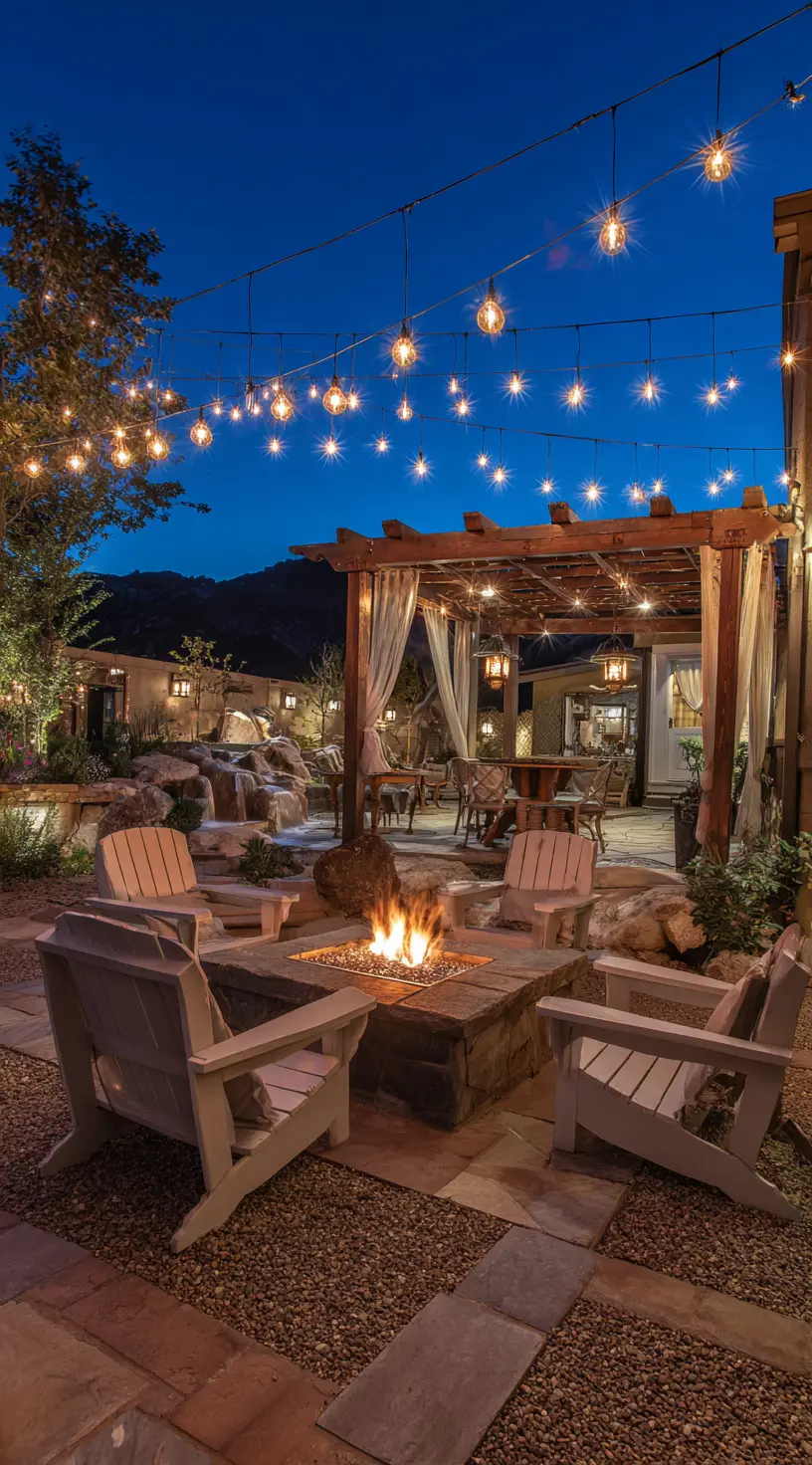 Rustic Pergola With String Lights