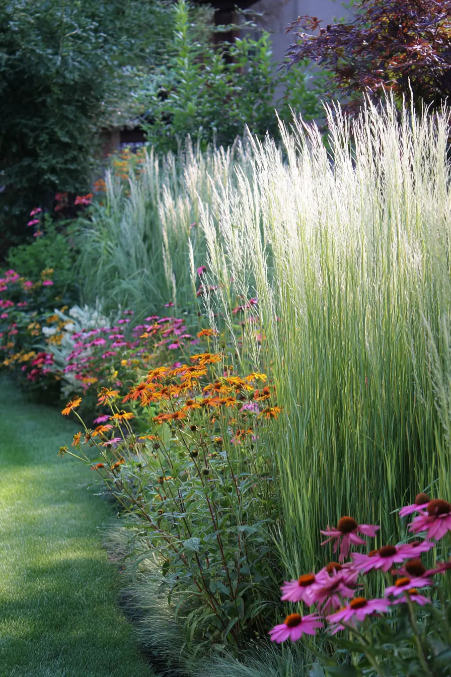 Tall Grasses with Colorful Flowers