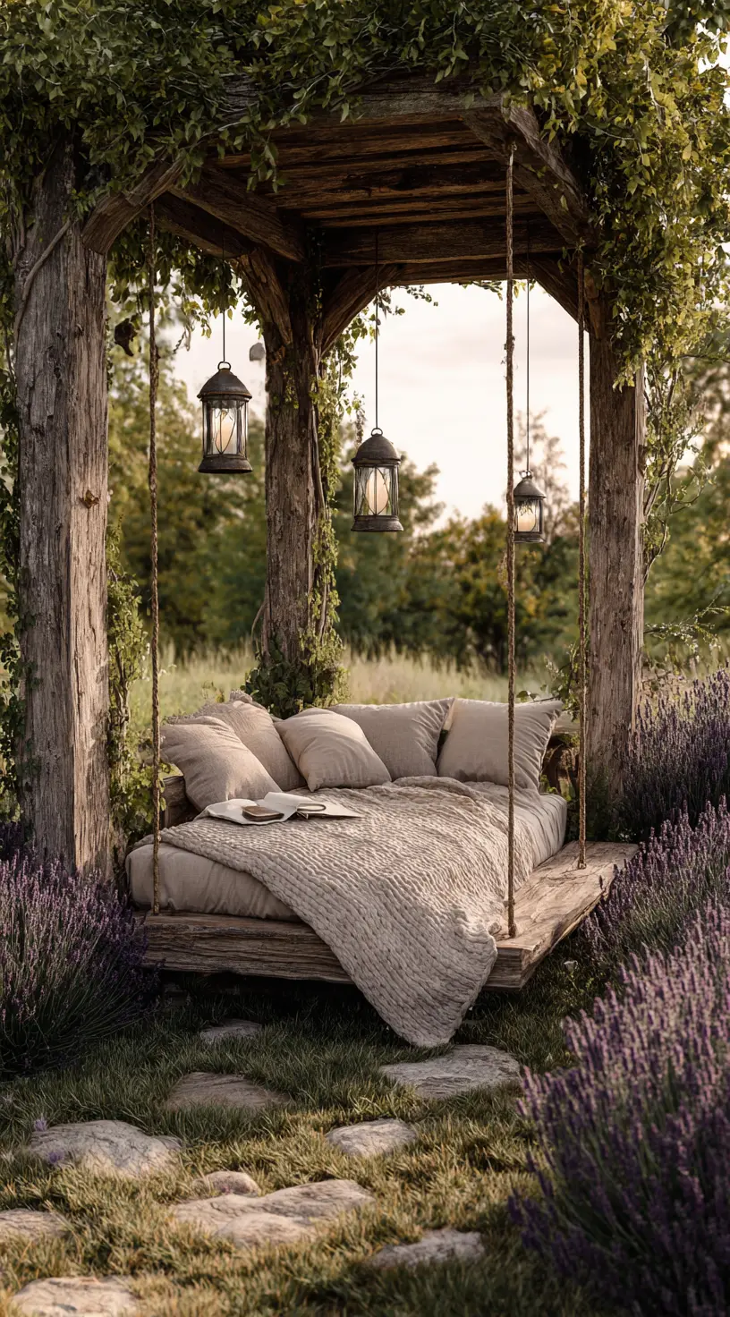Farmhouse Pergola With A Hanging Bed