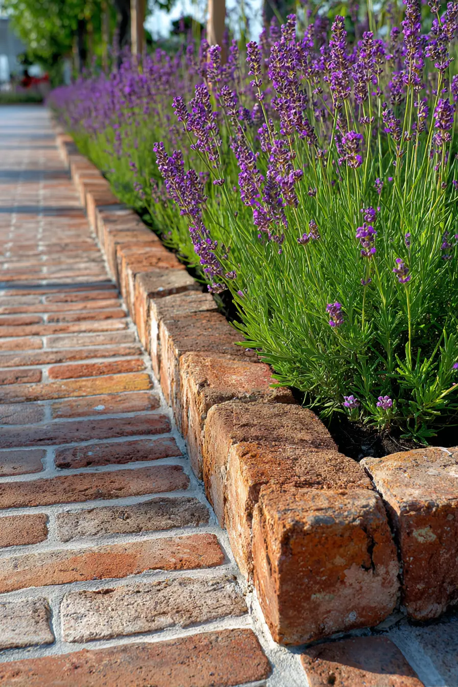 Lavender Bordered By Rustic Bricks