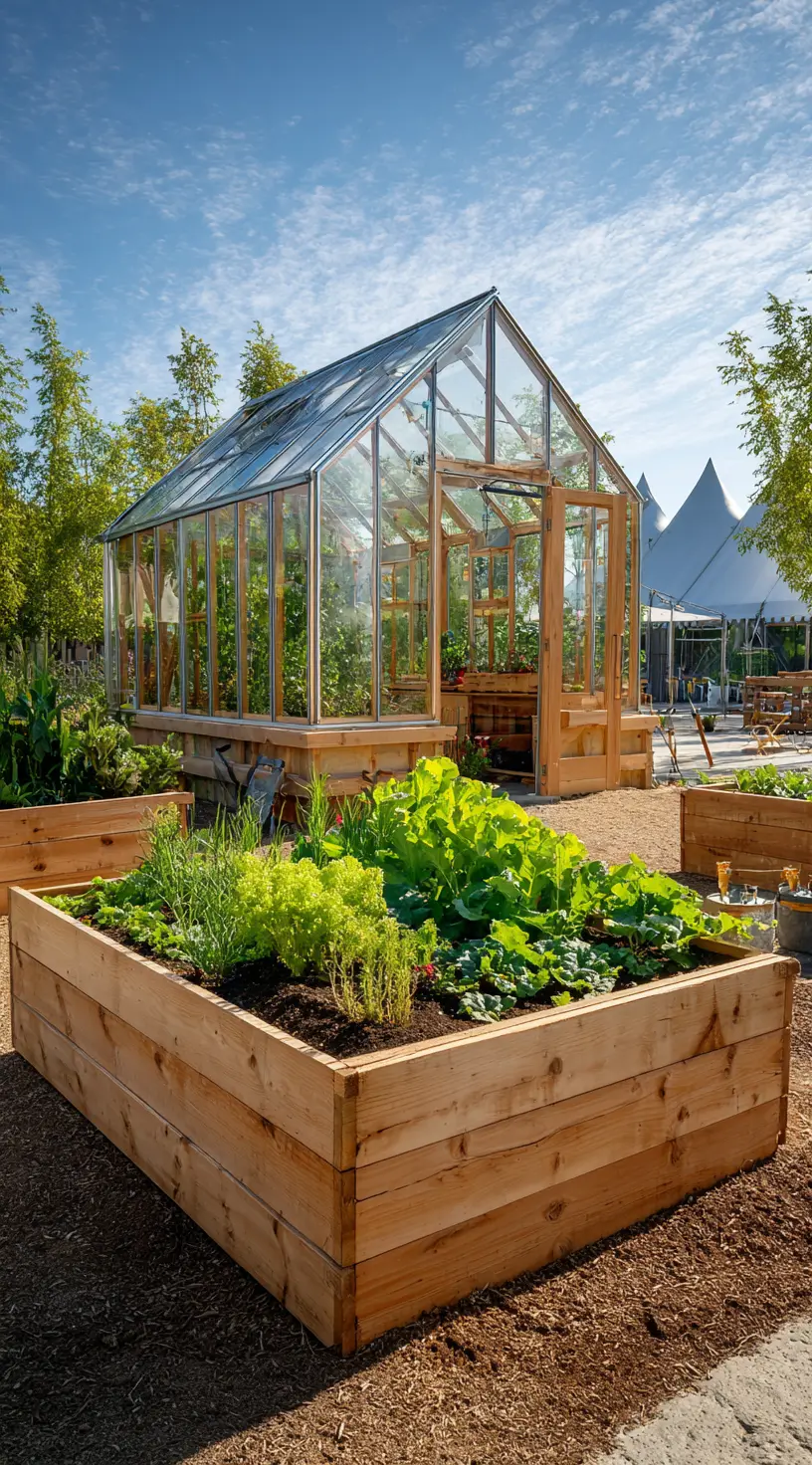 Lush Greenhouse Raised Garden Beds