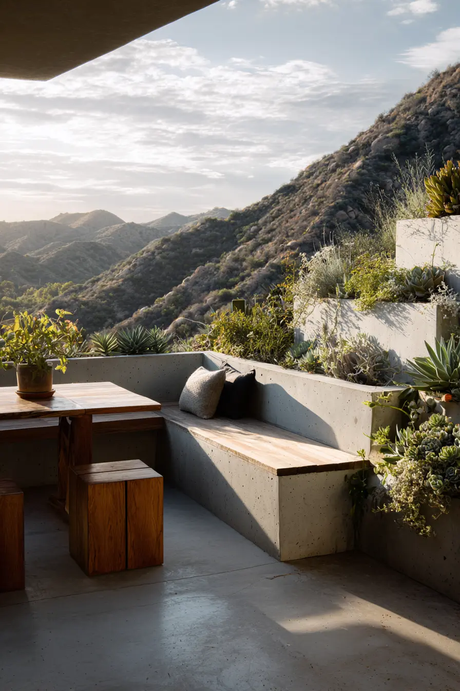 Modern Succulent Terrace with Seating