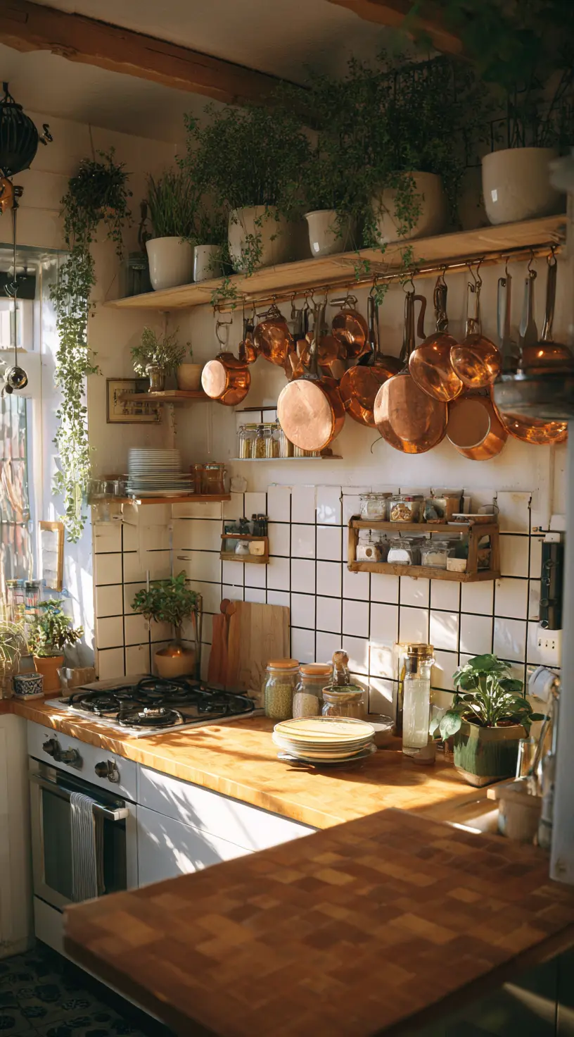 Small Space Kitchen With Vertical Plant Wall