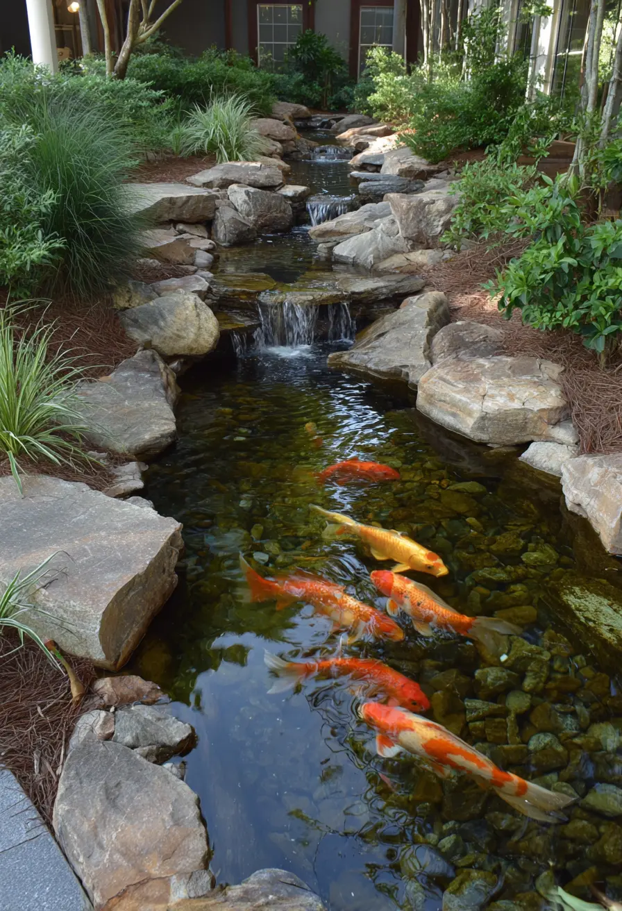 Water Feature with Koi Fish