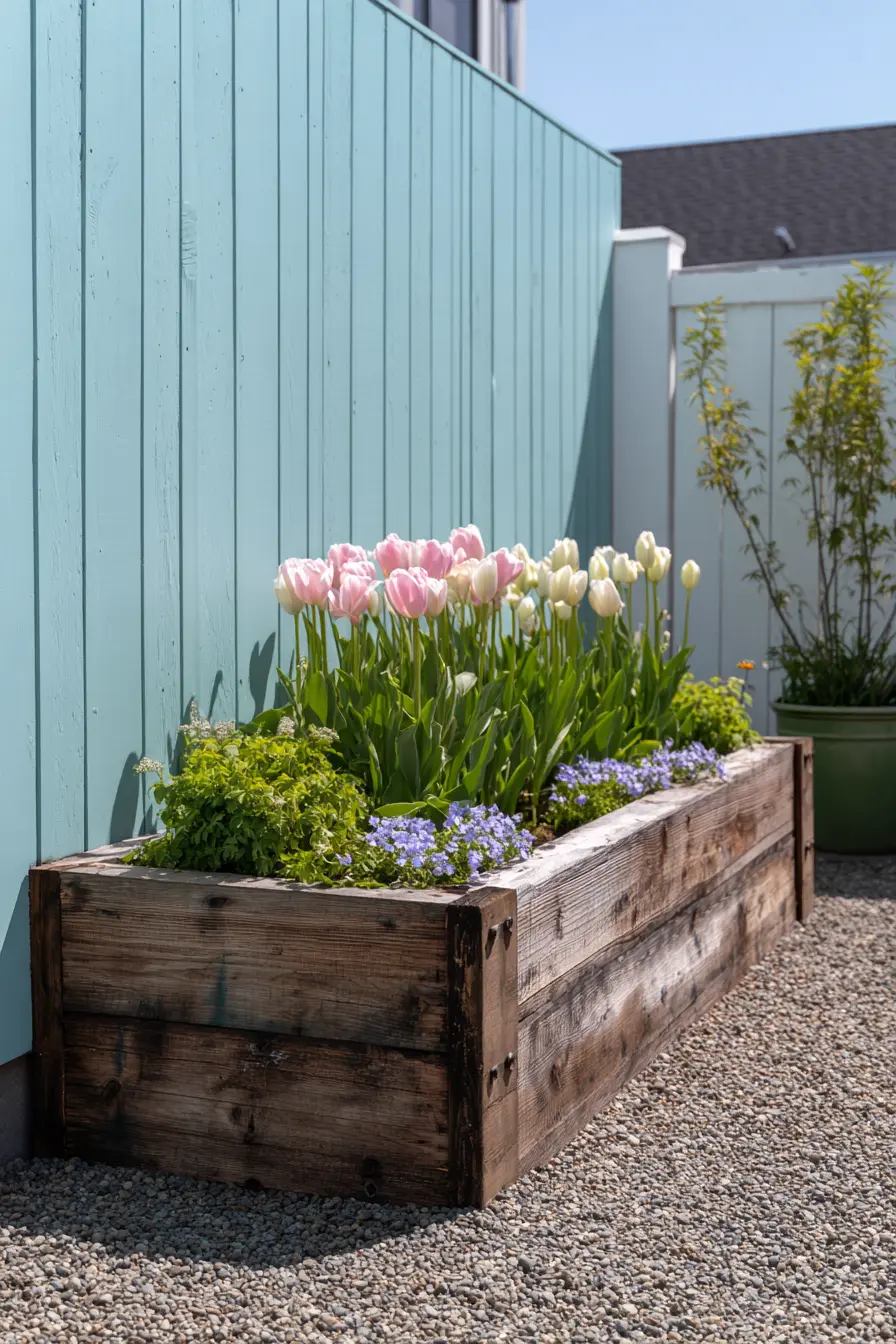 Colorful Tulip Raised Flower Bed