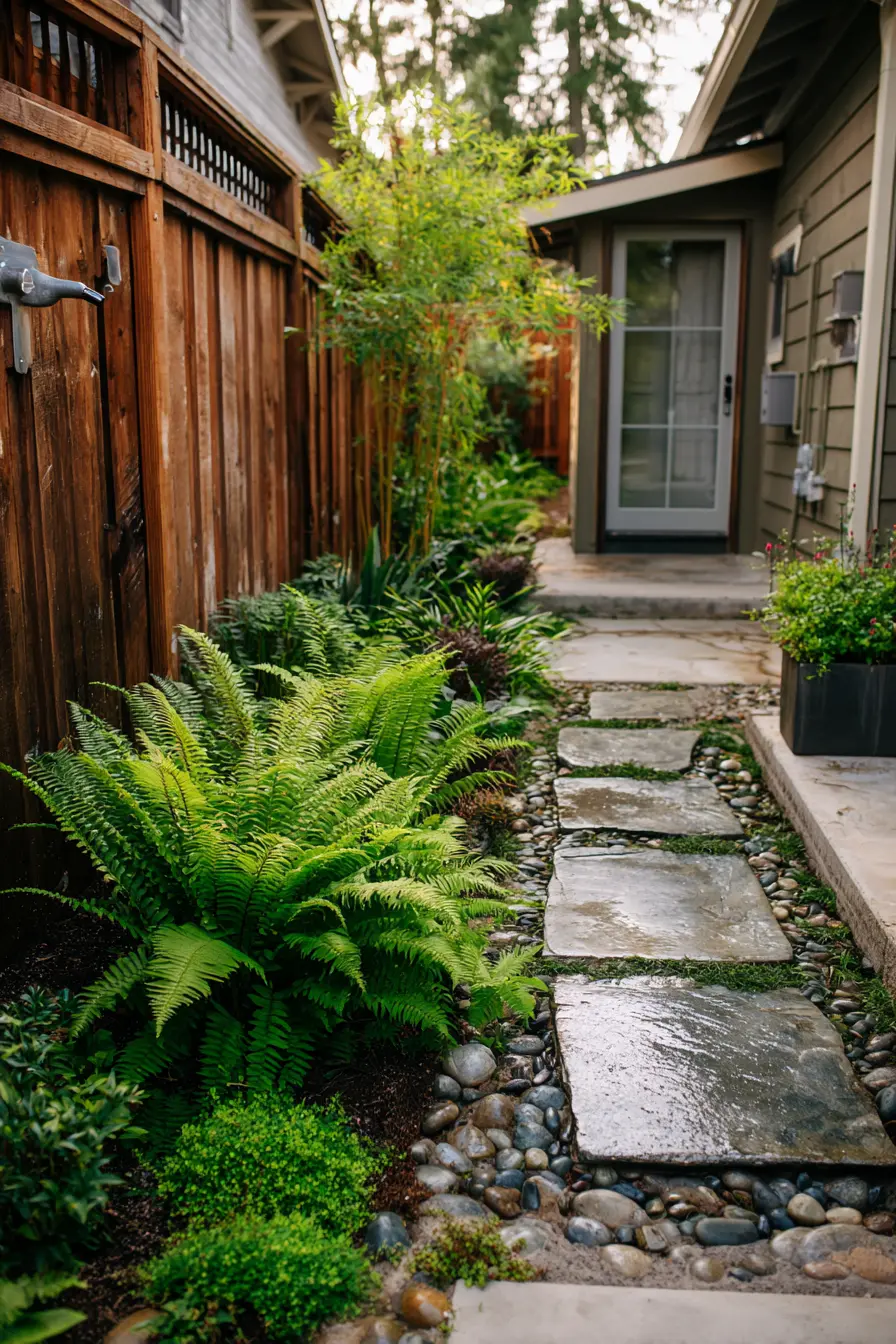 Serene Stone Pathway with Ferns