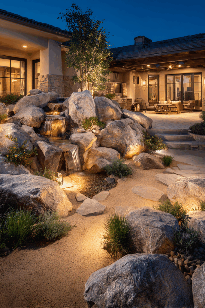 Tranquil Rock Garden with Waterfall
