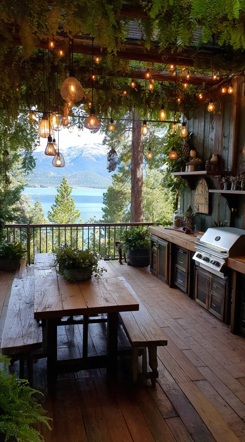 Lakeside Luxe: A Dreamy Outdoor Kitchen with a View