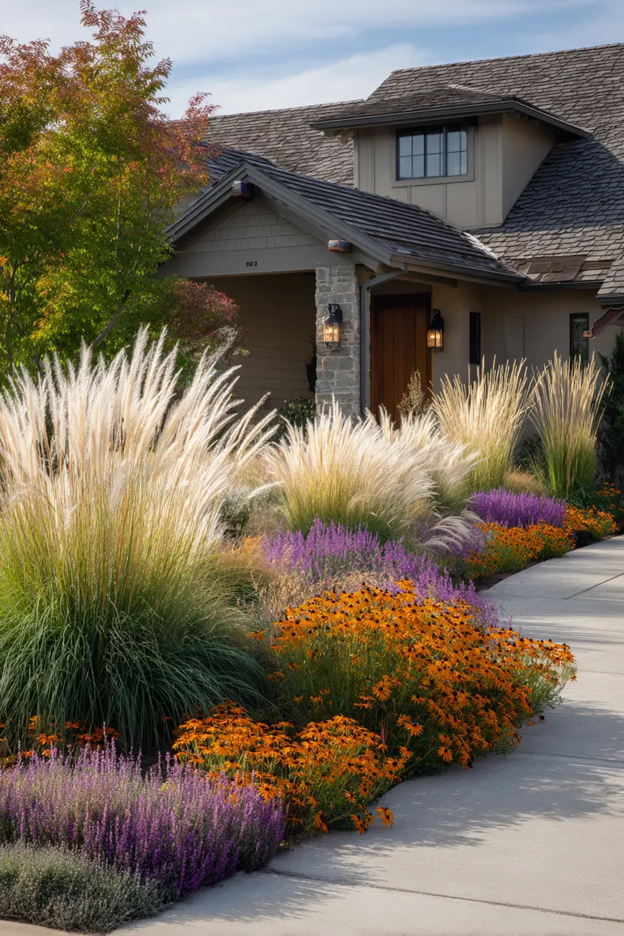 Tall Grasses with Daisies Border