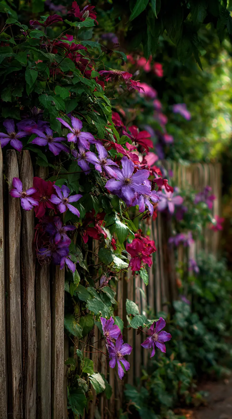 Vibrant Flowering Clematis Wall