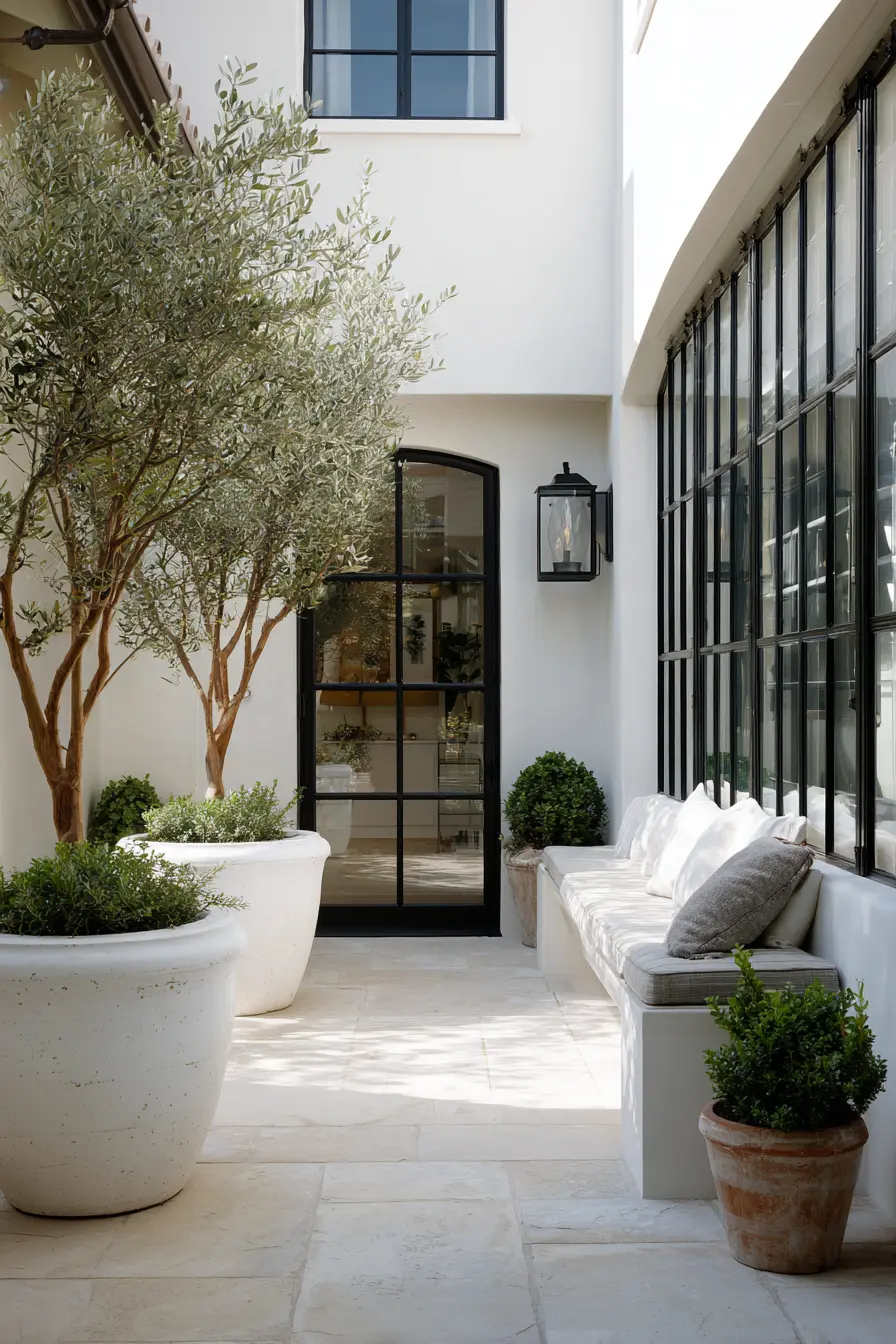 Cozy Mediterranean Patio with Planters