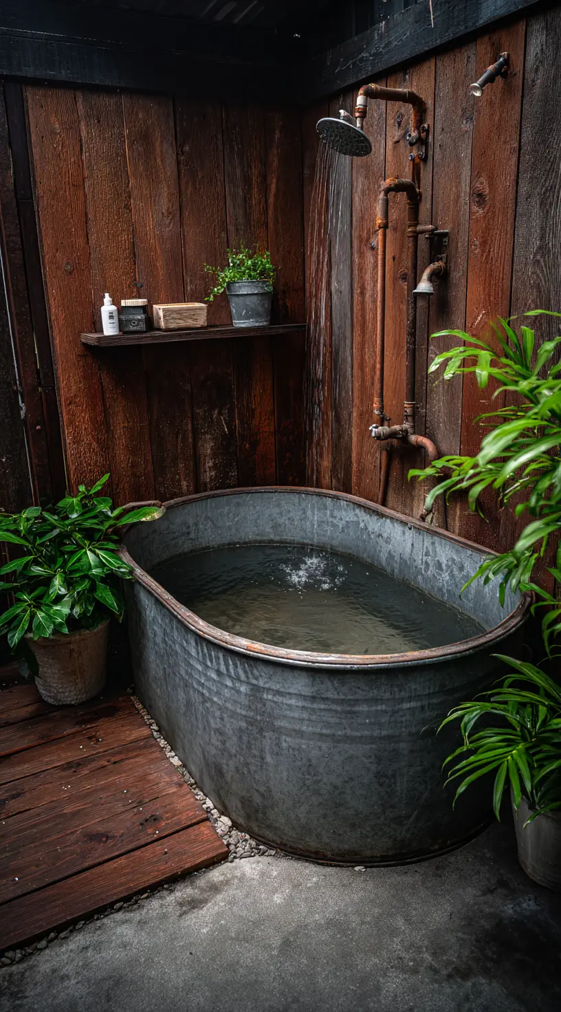 Farmhouse-Inspired Outdoor Shower