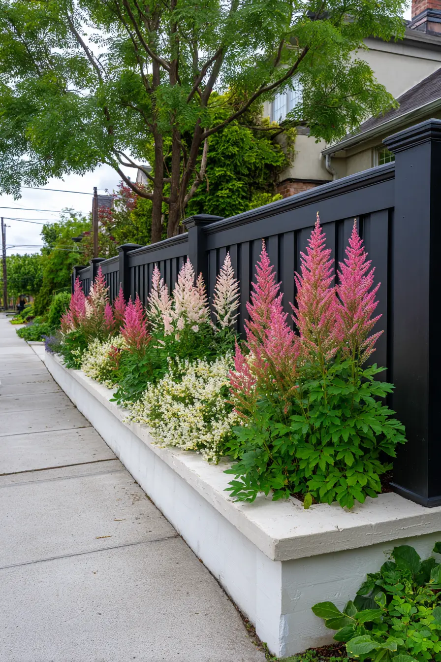 Sleek Raised Planter Featuring Astilbe