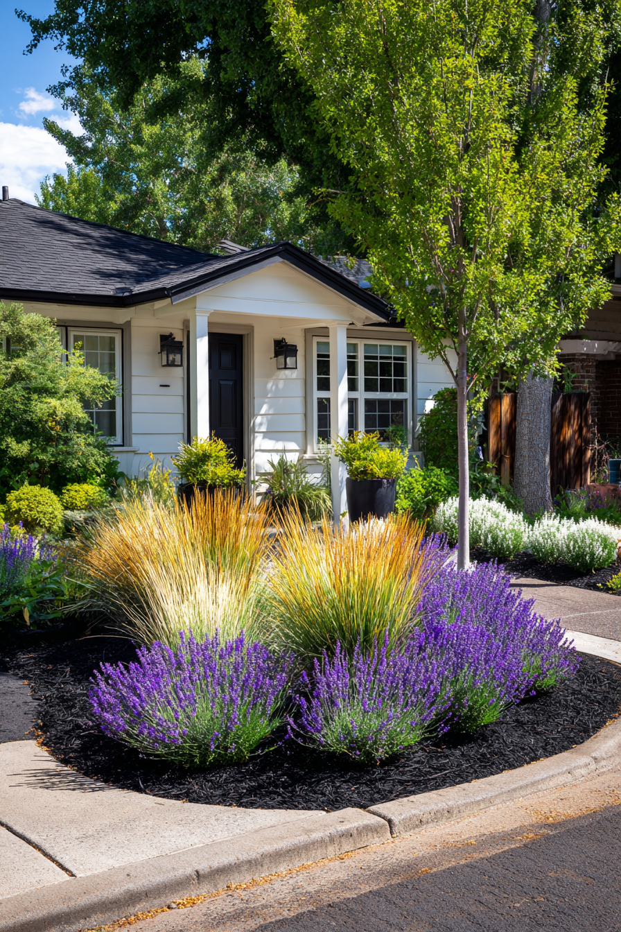 Curved Bark Garden Border Design
