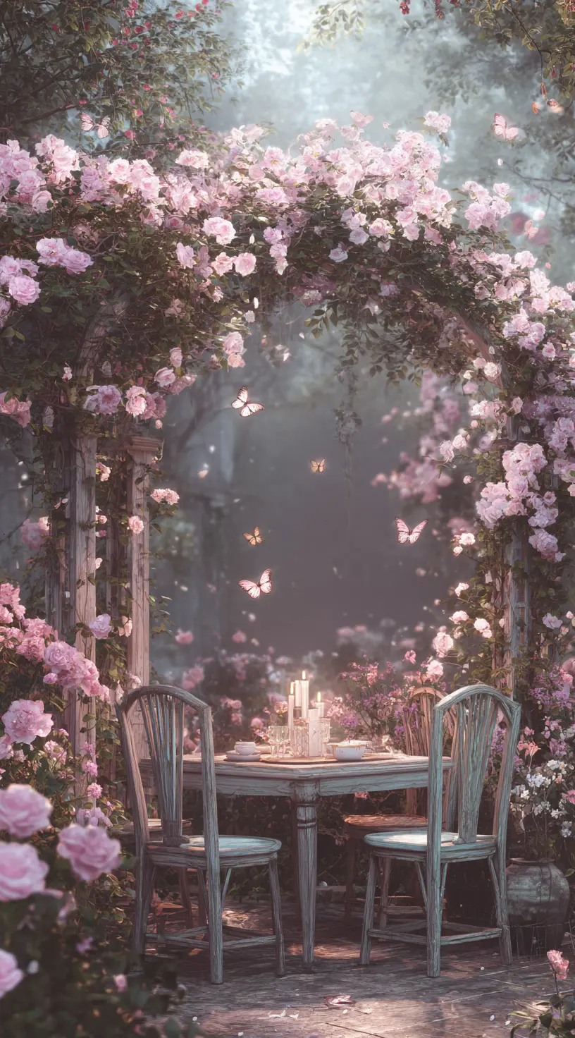 Garden Pergola With Climbing Roses