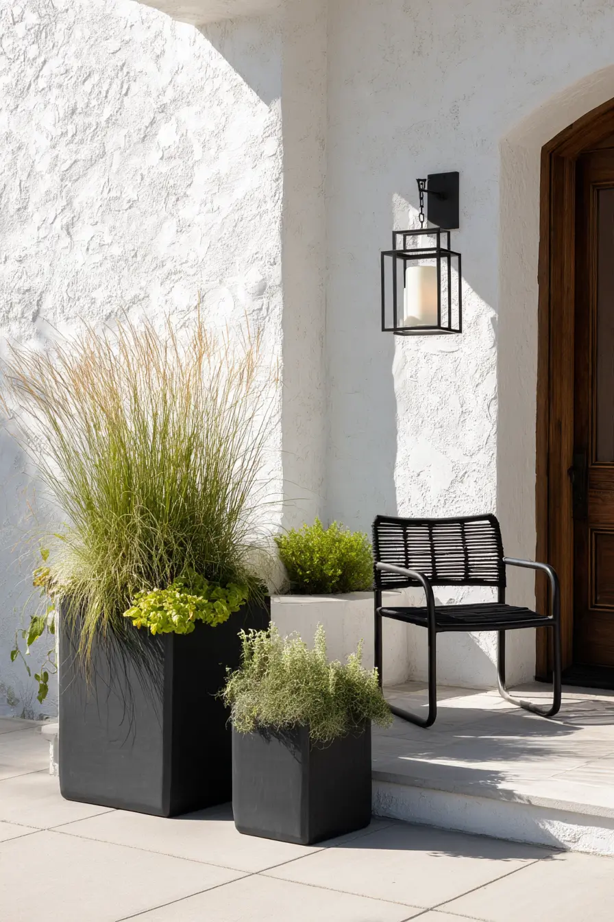 Modern Minimalist Patio with Planters