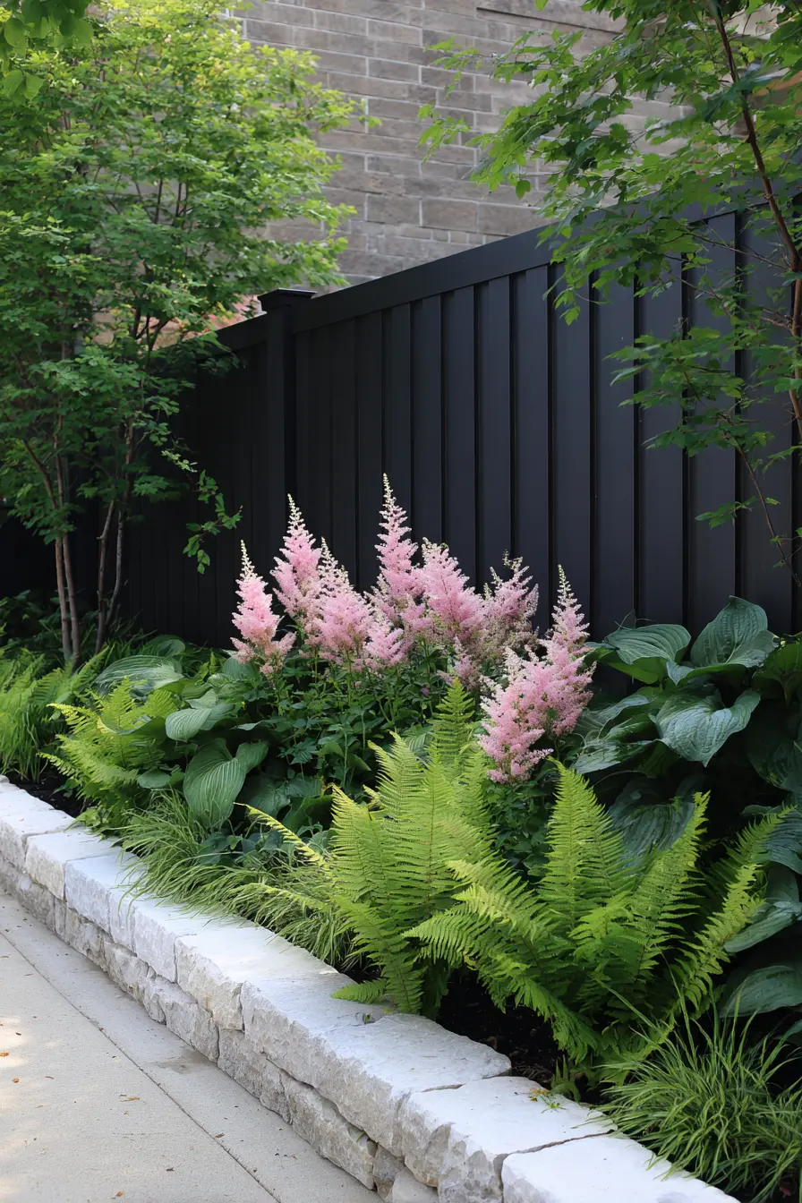Modern Raised Bed with Pink Astilbe