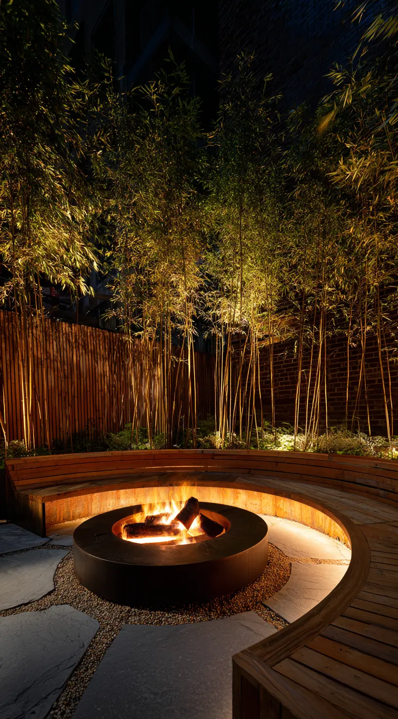Bamboo Garden With Fire Pit