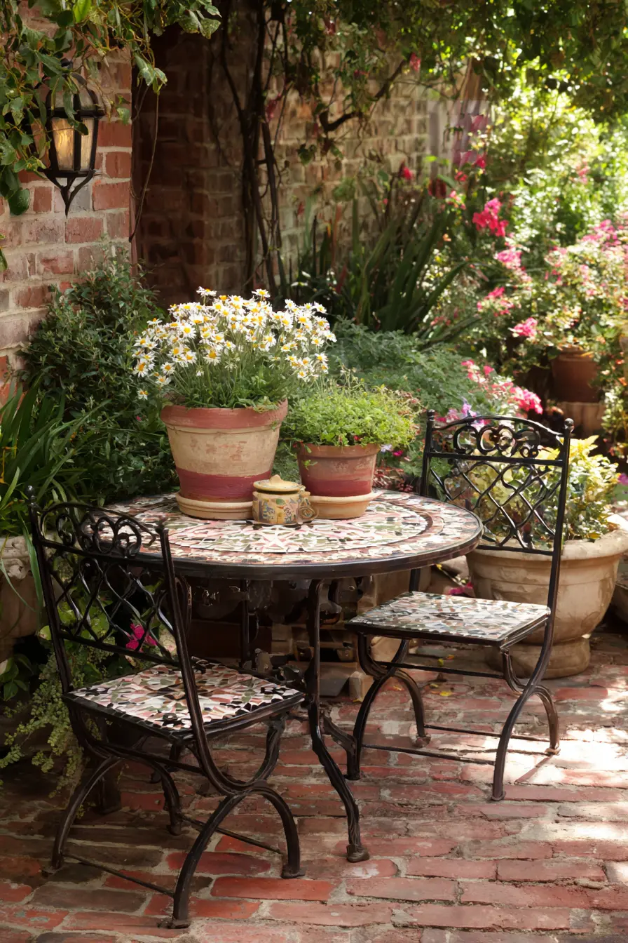 Cozy Floral Patio with Table