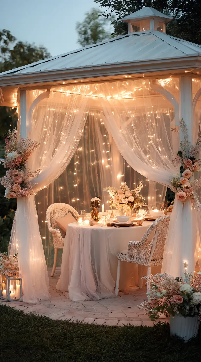 Romantic Patio With Draped Canopy