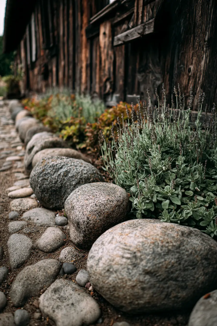 Rustic Stone Garden Edging Border