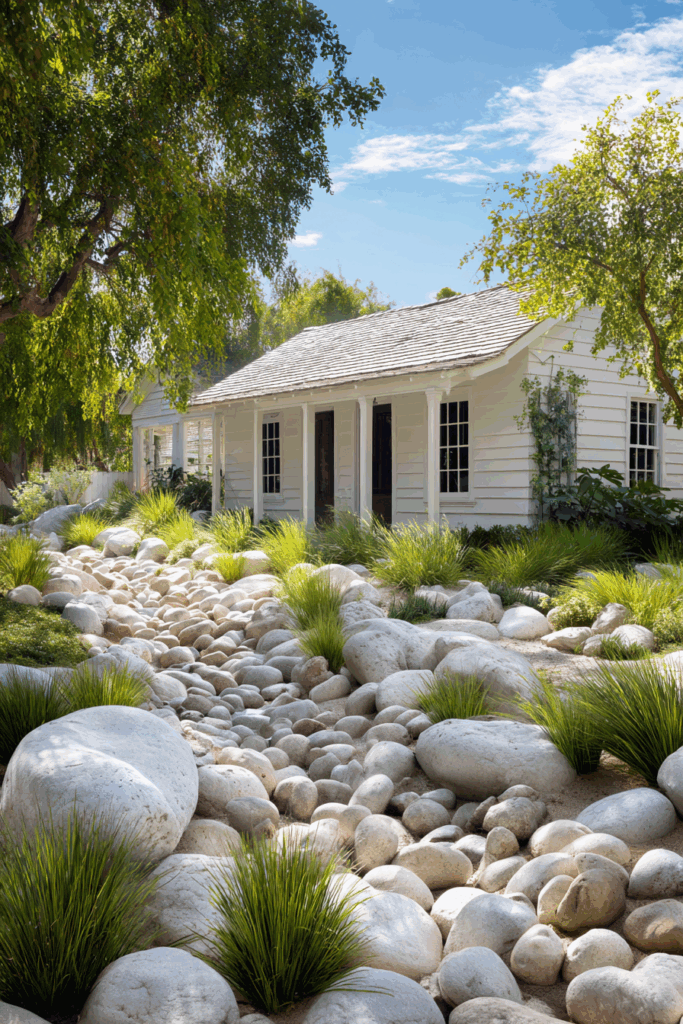 Serene White Rock and Greenery Garden