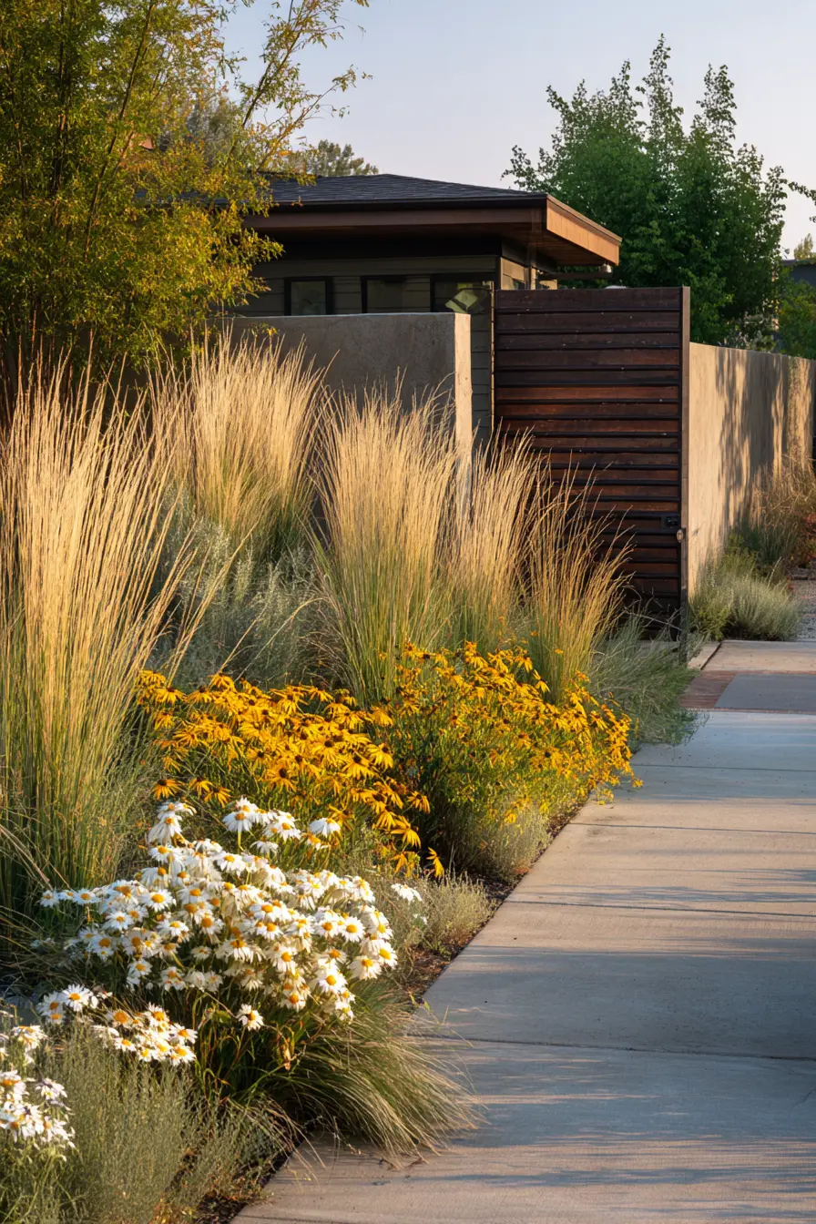 Tall Grasses with Vibrant Flowers