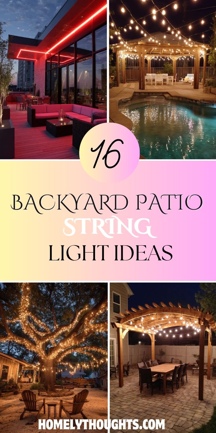 16 Backyard Patio String Light Ideas for Decoration and a Cozy Ambience