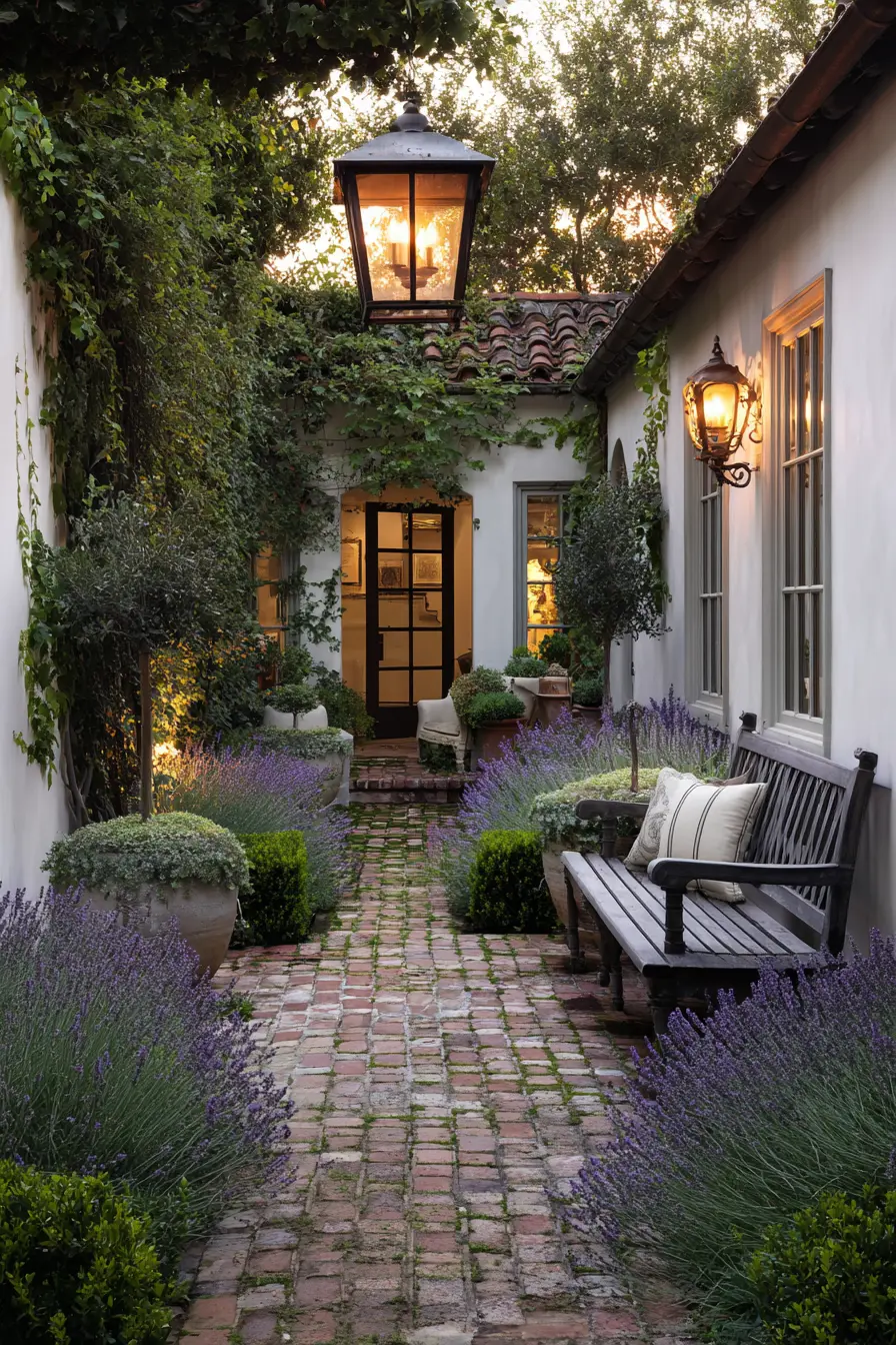 Secluded Red Brick Patio with Moss
